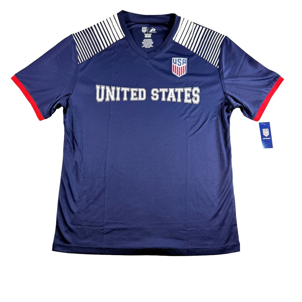 US Soccer Federation Jersey Shirt Mens XL Navy Blue Short Sleeve Icon Sports